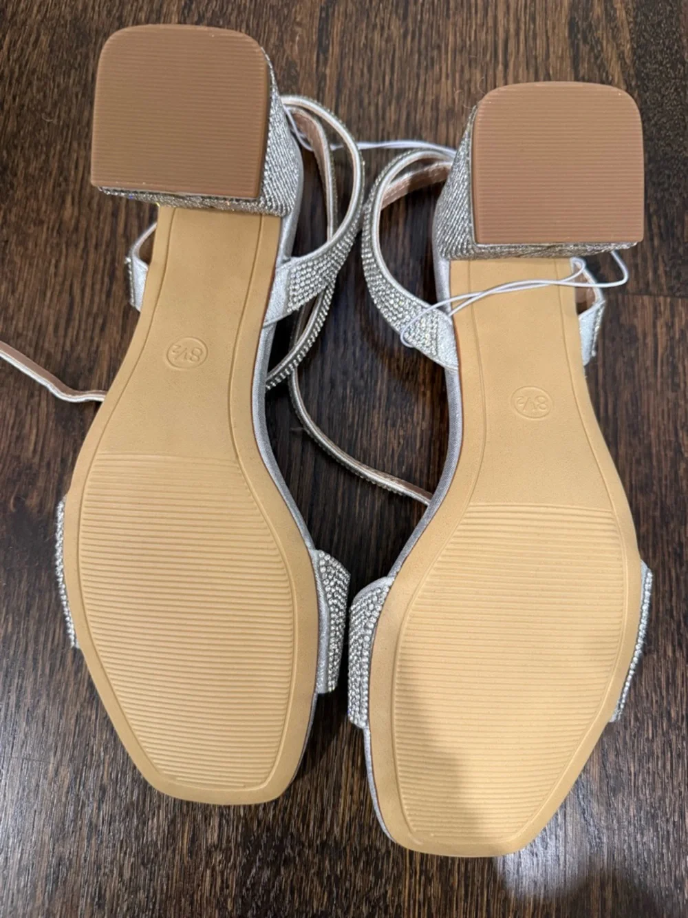 a new day Silver Rhinestone Ankle-Tie Square-Toe Sandals